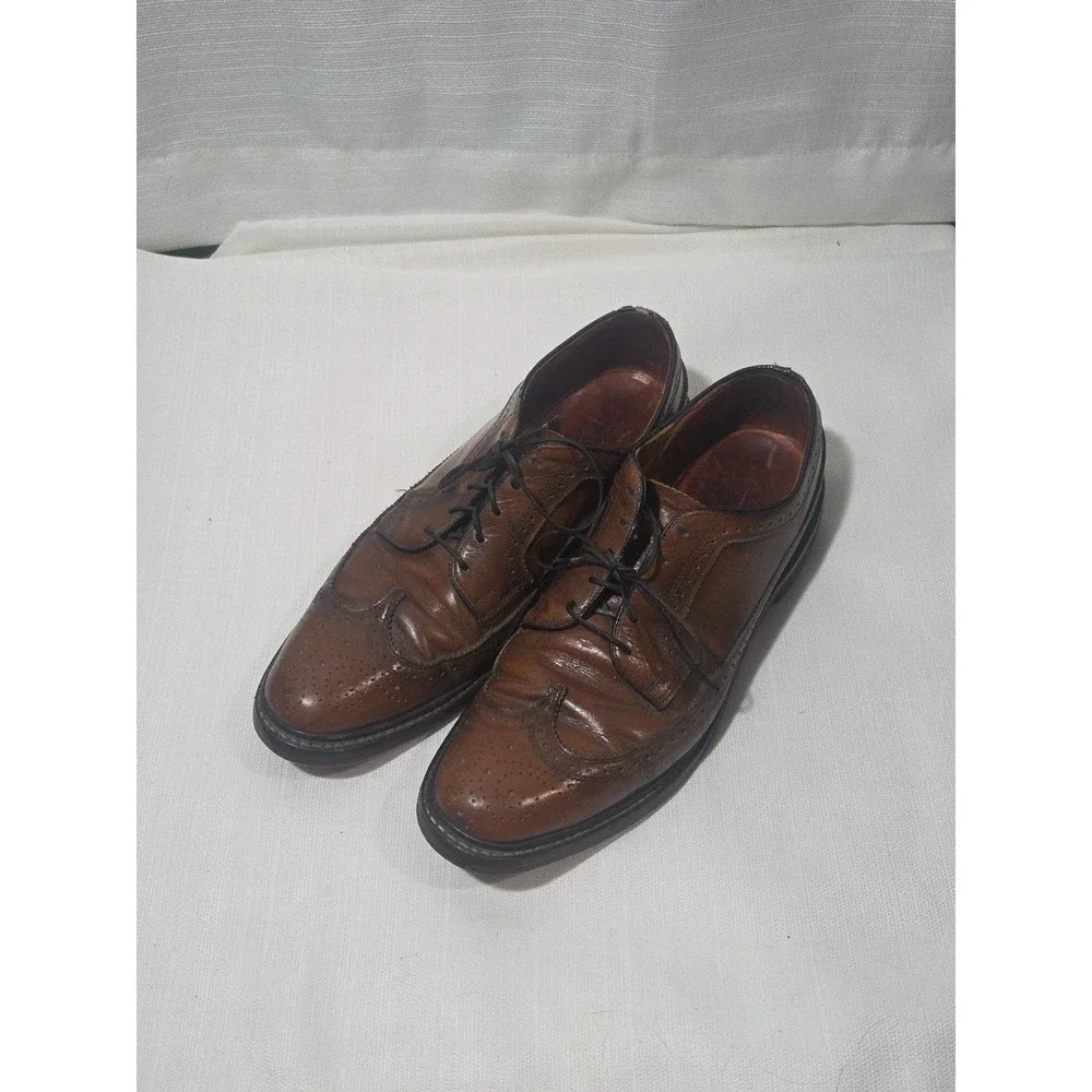 Mems 9.5 B  Brown Leather Longwings Oxford Shoes Dress Shoes Vintage